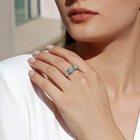 Bague de Fiançailles et de Promesse Solitaire en Argent Sterling S925 avec Trois Pierres de Moissanite Rondes de 4,2 CTW, Sertie à Griffes, pour Femme