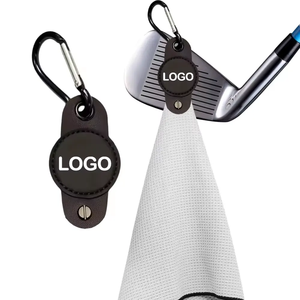 Support de serviette de golf en cuir avec mousqueton et crochet pour tête de club, personnalisable avec logo, pour serviette en microfibre, accessoire pour fers de golf, OEM - Product Image 1