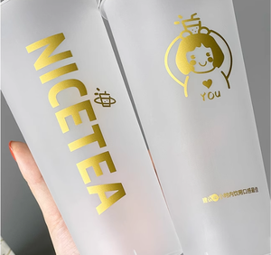 Vasos de Plástico Desechables de 90 mm con Logotipo Impreso para Té de Burbujas, Bebidas Frías, Té con Leche, Vasos de Plástico con Estampado Dorado - Product Image 4