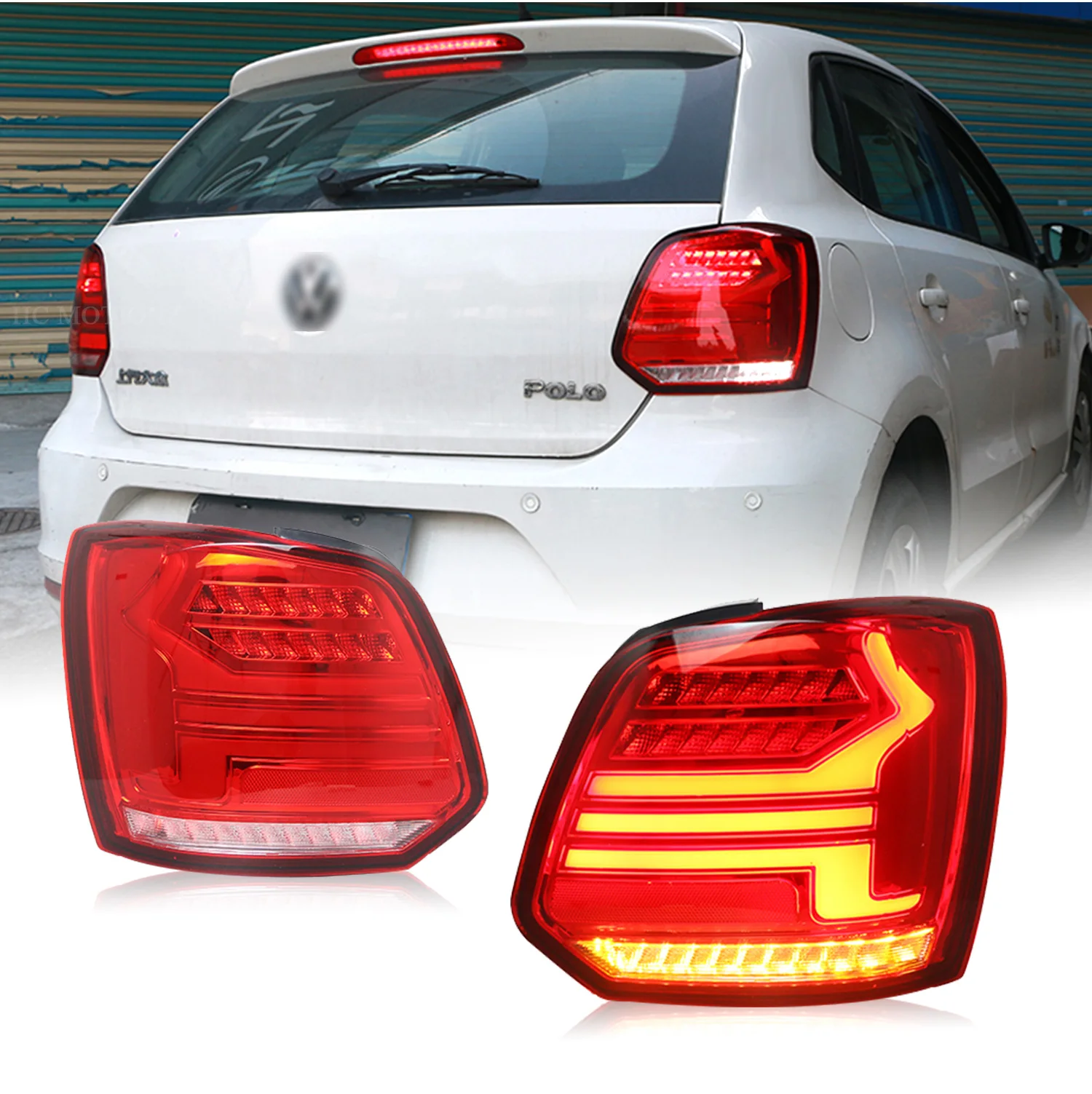 フォルクスワーゲンポロ2016年式テールライト HCMOTIONZ VW Polo用ダイナミックLEDテールランプ2010-2018年製