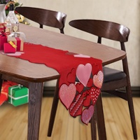 OWENIE Meilleure vente, décorations de mariage brodées, cœur rouge, Saint-Valentin, chemins de table pour salle à manger