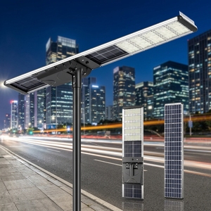 LECUSO 30W/60W/90W/100W/120W/150W Lampadaire Solaire LED IP66 avec Panneaux Monocristallins, Détecteur de Mouvement et Télécommande pour Extérieur - Product Image 1