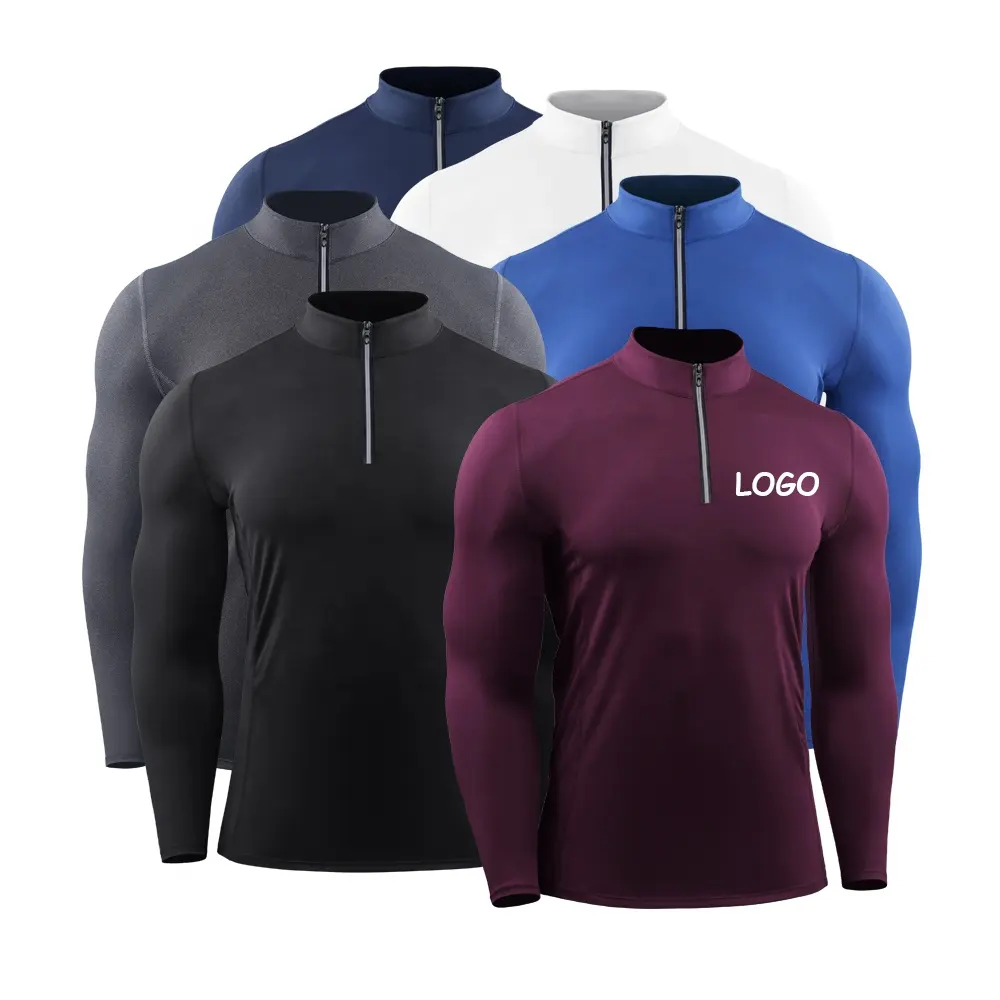 Özel Logo yüksek kaliteli Polyester uzun kollu Dropshipping baskılı çeyrek Zip 1/4 kazak Golf Hoodies Sweatshirt erkekler için
