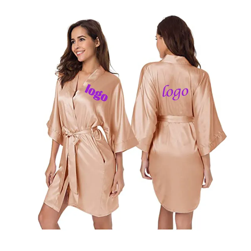 Robes de seda cetim para mulheres, ou adicionar o seu nome de logotipo