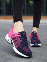 Chaussures de course pour femmes en tissu tissé souple et confortable à lacets, tendance mode, respirantes, style marche