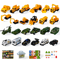 Ensembles de véhicules d'ingénierie en alliage 15/24 pièces avec boîte de rangement, mini-camions de pompiers et voitures à friction pour enfants, idéal comme cadeau