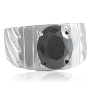 yunnique Geometric Black Stone <b>Ring</b> Prong Setting Unisex Fashion Jewelry - Product Image 1