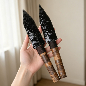 Wholesale Healing <b>Crystal</b> Crafts Handmade Natural Black Obsidian Wooden Wand for Souvenir - Product Image 3