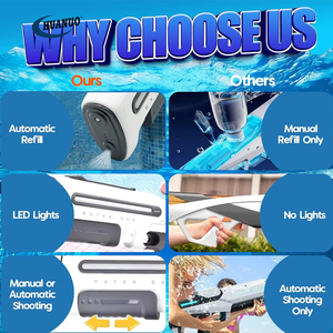 Pistola de Agua Grande, Manual, Automática y Eléctrica, Color Gris Plateado, Juguete de Piscina para Niños y Adultos, Novedad de Verano - Product Image 3