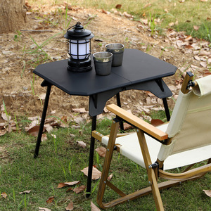 Table pliante d'extérieur portable, rectangulaire, noire, légère, imperméable, pour le camping, les pique-niques, les voyages en voiture, les voyages en moto - Product Image 1
