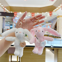 Porte-clés en peluche lapin à longues oreilles, mignon, style dessin animé, pour sac, et poupée de machine à griffes de célébrité d'Internet, en coton PP, forme 3D