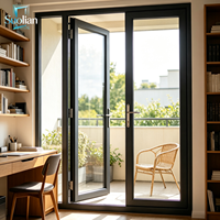 Porte à battants de style français en aluminium, grands panneaux de verre, isolation thermique pour villa, jardin, terrasse, intérieur et extérieur