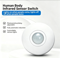 Détecteur de mouvement PIR de plafond à 360 degrés avec détection de mouvement humain sur 6 m pour éclairage automatique (110-240 V CA)