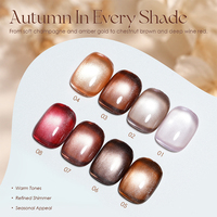Missgel Kit de vernis gel effet œil de chat 8 couleurs, sans HEMA, sans TPO, magnétique, scintillant, effet clair de lune, gel UV LED à retirer par trempage, avec nuancier