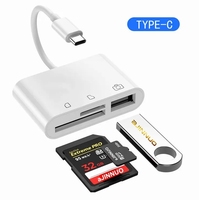 Lector de Tarjetas 3 en 1 Tipo C con Adaptador USB OTG para iPhone 14/13/11/12/X Pro, para Cámara de Cobre Puro