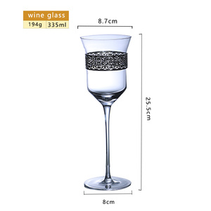 Phong cách Bắc Âu cao cấp tiệc bar nhà hàng cao ly cho rượu vang đỏ và rượu sâm banh thủy tinh với đồ trang trí bằng kim loại - Product Image 4