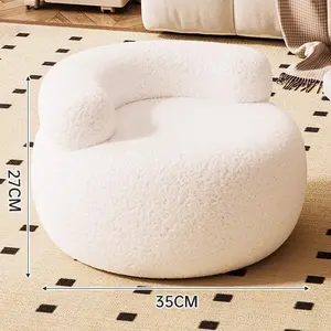 Sofá moderno minimalista em tecido de pelúcia macio para crianças, sofá branco pequeno