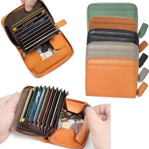Phía trước túi RFID chủ thẻ ví 2025 chính hãng da ngắn accordion phụ nữ chủ thẻ trường hợp Lady Coin Purse nhỏ gọn Ví - Product Image 1