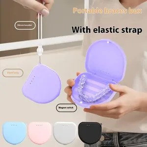 Portable <b>Denture</b> Tray <b>Box</b> Dental Retainer Case PP Plastic Protective Case with Lanyard Made in China - Product Image 2