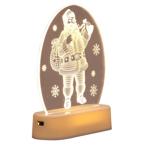 Ornements de veilleuse LED GL-S01 lettres 3D avec fonctionnement sur batterie base en acrylique lumières d'ambiance d'arbre de Noël étanches - Product Image 5
