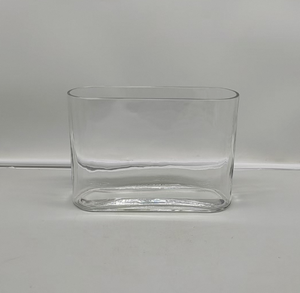 Rectangular Hand Blown Clear Crystal Glass <b>Vase</b> Modern Living Room Tabletop Wide Mouth Decorative Flower Centerpiece - Product Image 3