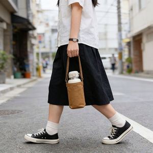 Bolsa de Mano Tipo Tote de Lona Blanca para Boda con Portavasos, Bolsa de Compras con Logotipo Personalizado - Product Image 2