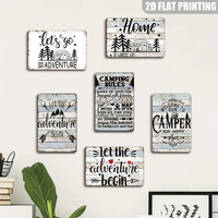 Let's Go on an Adventure - Letrero Metálico Vintage con Diseño de RV y Pino, Decoración de Pared para Camping, Cabaña y Parque de RV