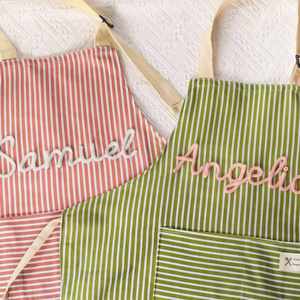 Delantal Sanitario Personalizado de Algodón y Lino, Duradero, Ecológico, Ligero, con Volantes y Rayas, con Bolsillos, para Mujer, Personalizable - Product Image 3