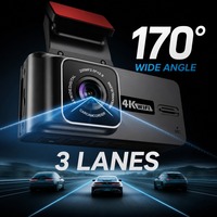 Cámara de Retrovisor Inteligente 4K con Doble Lente, WiFi Integrado, Pantalla IPS de 3.18 Pulgadas, Batería de 150 mAh, Grabación en Bucle Mini USB, H265 Integrado