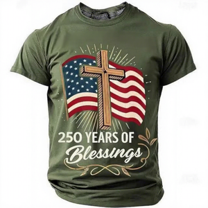 T-shirt da uomo in poliestere traspirante con stampa <span class=keywords><strong>3D</strong></span> vintage per il 250° anniversario degli Stati Uniti, con grafiche, a maniche corte, ad asciugatura rapida - Product Image 5
