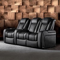 Canapé inclinable électrique 4+3+2 places avec consoles de rangement multimédia et éclairage de base LED, en cuir premium, design moderne