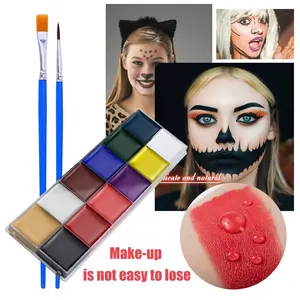 Fournitures de peinture corporelle néon dame kit de peinture à l'huile pour le visage maquillage pour la fête d'Halloween 12 couleurs Art corporel professionnel