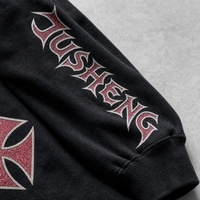 Ensemble de sweat-shirt à capuche noir pailleté JUSHENG, ensemble de deux pièces, streetwear, logo personnalisé, vente en gros