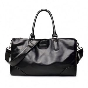 Sac de sport en cuir PU noir grande capacité personnalisé en gros pour hommes - Product Image 1