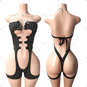 النخب مصدر المصنع بيع بالجملة مخصص حجر الراين ملابس الرقص الغريبة Bodysuits الغريبة قاعة الرقص - Product Image 4