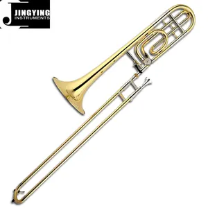 2023 Jingying Music Brass Wind Instrument,Bb/F Key Brass External Slide Pipe&Bell White Copper Inner Slide Pipe Tenor Trombone