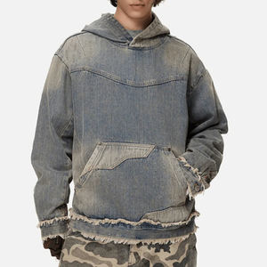 Sweat-shirt à capuche en denim personnalisé pour homme, coton, style urbain décontracté - Product Image 1