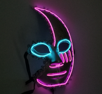 Masque Lumineux LED Demi-Lune à Fil Électroluminescent pour Halloween, Cosplay, Soirée Masquée, Accessoire de Costume, Vente en Gros OEM