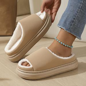 Toptan yeni ürünler <span class=keywords><strong>EVA</strong></span> taban terlik maruz ayak parmakları ile peluş astar süet üst toptan yeni malzemeler ile - Product Image 2