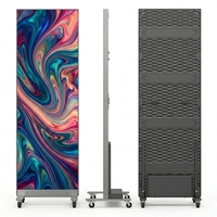 Pantalla LED Plegable para Carteles Móviles, Diseño Ultrafino sin Marco, Banner LED de Alto Brillo con Ruedas Suaves
