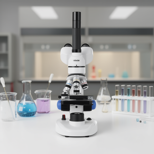 Microscopio compuesto trinocular Vevor con aumento de 40-5000X, luz LED, cuerpo de aluminio y adaptador para teléfono, para adultos. - Product Image 2