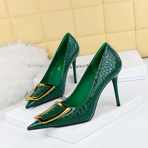 Premium Pattern Pointed Toe High Heels Comfortable Metal <b>Pumps</b> for Women Wholesale - Product Image 3
