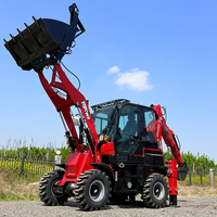 Backhoe Loader TBL45-16 1.5ton 4x4 Mini Backhoe Loader Merah