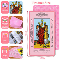 Jeu de cartes de tarot rose imprimé offset avec finition vernie, en carton d'art verni, adapté aux débutants, marque OEM, fabriqué en Chine