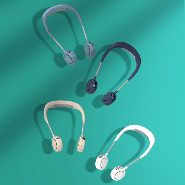 Portable Hand-free Rechargeable Bladeless Neck Band Hanging Fans Outdoor Sport Wearable Neck Fan