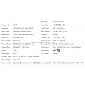 Nuevo Panel LCD TFT Industrial Original de 12.1 Pulgadas 1024*768 XGA para Equipos Industriales, Médicos y Automotrices P1210XGF1MA01 - Product Image 2