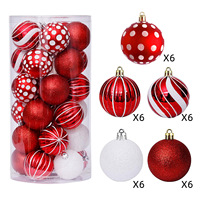 Ensemble de 30 décorations de boules de Noël incassables, ornements suspendus décoratifs, fête de Noël, mariage, décorations de boules de Noël