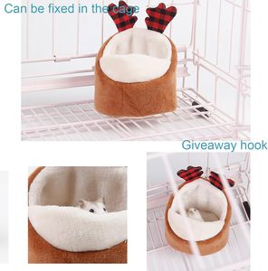 ABLAZEZAI 면 경량 햄스터 침대 미니 소형 동물 부드럽고 따뜻한 손세탁 가능 둥지 소파 침대 쥐 케이지 액세서리 (브라운) - Product Image 3