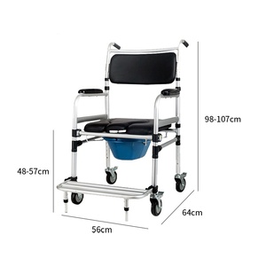 Sedia da Toilette <span class=keywords><strong>con</strong></span> Ruote in Lega di Alluminio per Anziani e Donne in Gravidanza, Antiscivolo, Antiribaltamento, Pieghevole, Finitura Lucida, Senza Attrezzi - Product Image 4
