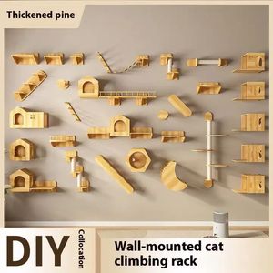Estante de escalada para gatos de madera maciza, respetuoso con el medio ambiente, plataforma de trampolín de pared para gatos personalizada <span class=keywords><strong>DIY</strong></span>, cápsula espacial, nido de gato para interiores - Product Image 2